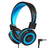 iClever Kids Headphones-Wired Headphones for Kids, Adjustable Headband, Stereo Sound, Foldable,Untangled Wires,3.5mm Aux Jack, 94dB Vol Limited, Blue