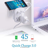 World Travel Adapter Kit by Ceptics - QC 3.0 2 USB + 2 US Outlets, Surge Protection, Plugs for Europe, UK, China, Australia, Japan