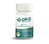 pH-D Feminine Health Support by Vireo, Boric Acid Vaginal Suppositories, Bottle of 24 (600mg)