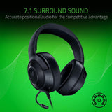 Razer Kraken X Ultralight Gaming Headset: 7.1 Surround Sound Capable - Lightweight Frame - Bendable Cardioid Microphone - For PC, Xbox, PS4- Black