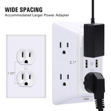 USB Wall Charger, Surge Protector, POWRUI 6-Outlet Extender with 2 USB Charging Ports (2.4A Total) and Night Light, 3-Sided Power Strip