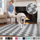 GRIP Original Faux-Chinchilla Area Rug, 2x3 Feet, Chevron: Light Gray and White