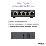NETGEAR 5-Port Gigabit Ethernet Unmanaged Switch (GS305) - Desktop, Sturdy Metal Fanless Housing