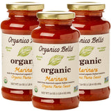 Organico Bello - Organic Gourmet Pasta Sauce - Marinara - 24oz (Pack of 3) - Non GMO, Whole 30 Approved, Gluten Free