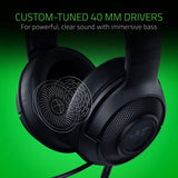 Razer Kraken X Ultralight Gaming Headset: 7.1 Surround Sound Capable - Lightweight Frame - Bendable Cardioid Microphone - For PC, Xbox, PS4- Black