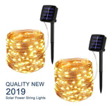 Solar String Lights Outdoor, 33Ft 100LEDs Waterproof Decorative Copper Wire String Lights
