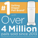 Playtex Diaper Genie Complete Diaper Pail, Fully Assembled, with Odor Lock Technology, Includes 1 Pail & 1 Refill, White