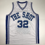 Autographed/Signed Christian Laettner Duke White Stat The Shot College Basketball Jersey