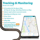 GPS Tracker Vyncs No Monthly Fee OBD, Real Time 3G Car GPS Tracking Trips Free 1 Year Data Plan Teen Unsafe Driving Alert Engine   (Black, 2.56)
