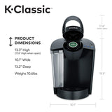 Keurig K-Classic Coffee Maker, Single Serve K-Cup Pod Coffee Brewer, 6 To 10 Oz. Brew Sizes, Black