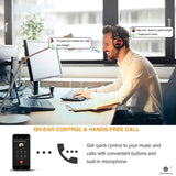 LINPAWORLD M1 Wireless Headphones with Graphene Driver Hi-Fi Stereo and Long Battery,Over Ear Noise Cancelling Bluetooth Headset (Black Red)