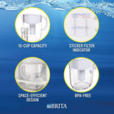 Brita Pitchers 060258355093 Brita Water Pitcher with 1 Longlast Filter, BPA Free-Everyday, Large 10 Cup, Black