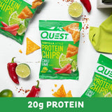 Quest Nutrition Tortilla Style Protein Chips, Chili Lime, Low Carb, Gluten Free, Baked, 8 Count