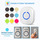 SadoTech Model C Wireless Doorbell, Easy Install, Over 1000-feet Range, 52 USA Chimes, Adjustable Volume and LED Flash, White