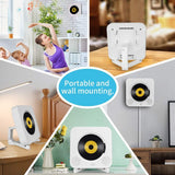 Portable CD Player with Bluetooth, Wall Mountable CD Music Player Home Audio Boombox with Remote Control FM Radio