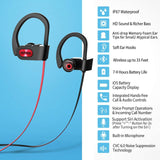 Mpow Flame Bluetooth Headphones Sport IPX7 Waterproof Wireless Sport Earbuds, Richer Bass HiFi Stereo In-Ear Earphones, 7-9 Hrs Playback Red