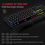 Havit Mechanical Keyboard and Mouse Combo RGB Gaming 104 Keys Blue Switches Wired USB Keyboards with Detachable Wrist Rest, Programmable Gaming Mouse