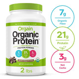 Orgain Organic Plant Based Protein Powder, Creamy Chocolate Fudge - Vegan, Low Net Carbs, Non Dairy, Gluten Free, Lactose Free, No Sugar Added