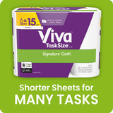 Viva Signature Cloth TaskSize Paper Towels, Soft & Strong Kitchen Paper Towels, White, 12 Family Rolls (143 sheets per roll)