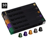 Nespresso OriginalLine Variety Pack Capsules, 50 Count Espresso Pods, Assorted Dark and Medium Roasts, 5 Coffee Flavors Include Roma, Capriccio