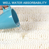 H.VERSAILTEX (Set of 2) Super Thick Soft Striped Shaggy Chenille Bath Mats Washable Bath Rugs Set for Bathroom, Cream (Pack 2-20" x 32"/17" x 24")