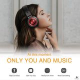 LINPAWORLD M1 Wireless Headphones with Graphene Driver Hi-Fi Stereo and Long Battery,Over Ear Noise Cancelling Bluetooth Headset (Black Red)