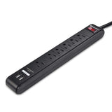 Cable Matters 2-Pack 6 Outlet Surge Protector Power Strip with USB Charging Ports, 300 Joules with 8 Foot Power Cord in Black