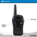 Midland - LXT500VP3, 22 Channel FRS Two-Way Radio with Channel Scan - Up to 24 Mile Range Walkie Talkie, Silent Operation (Pair Pack) (Black)