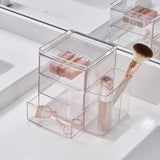 iDesign Clarity Cosmetic Organizer for Vanity Cabinet to Hold Makeup, Brushes, Beauty Products - 3 Drawers and Caddy, Clear