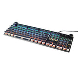 MK13 RGB Mechanical Keyboard Retro Gaming Keyboard-Blue Switches-LED Backlit -Silver-Plating-2 Knob and 12 Multimedia Buttons -(MK13 Black)