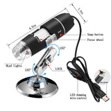 Jiusion 40 to 1000x Magnification Endoscope, 8 LED USB 2.0 Digital Microscope, Mini Camera with OTG Adapter and Metal Stand