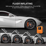 JETHAX Air Compressor Tire Inflator, 12V Portable Air Pump for Car Tires, Tire Pump with LED Light, Long Cable and Auto Shut Off