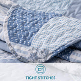 Bedsure 2-Piece Printed Quilt Set Twin Size (68x86 inches), Blue Floral Patchwork Pattern, Lightweight Bedspread Coverlet, 1 Quilt and 1 Pillow Sham