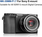 Meike MK-E-35-1.7 35mm F1.7 Large Aperture Manual Prime Fixed Lens APS-C for Sony E-Mount Digital Mirrorless Cameras A7III A9 NEX 3 3N