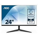 AOC 24B1H 24" Full HD 1920x1080 Monitor, 3-Sided Frameless, VA Panel, HDMI/VGA, Flicker-free