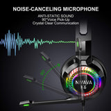 Nivava Gaming Headset for PS4, Xbox One, PC Headphones with Microphone LED Light Mic for Nintendo Switch Playstation Computer, K6(Black)