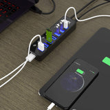 Powered USB Hub 3.0, Atolla 7-Port USB Data Hub Splitter with One Smart Charging Port and Individual On/Off Switches