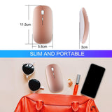 Bluetooth Wireless Mouse, Dual Mode Slim Rechargeable Wireless Mouse Silent Cordless Mouse with Bluetooth 4.0 and 2.4G Wireless, (Rose Gold)