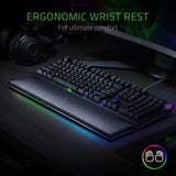 Razer Huntsman Elite Gaming Keyboard: Opto-Mechanical Key Switches - Instant Actuation - Chroma RGB Lighting - Magnetic Plush Wrist Rest- Matte Black