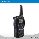 Midland - LXT500VP3, 22 Channel FRS Two-Way Radio with Channel Scan - Up to 24 Mile Range Walkie Talkie, Silent Operation (Pair Pack) (Black)