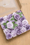 Ling's moment Artificial Flowers African Violet Purple Roses 25pcs Real Looking Fake Roses