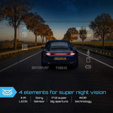 Uber Dual Lens Dash Cam Built-in GPS in Car Dashboard Camera Crosstour 1080P Front and 720P Inside with Parking Monitoring, Infrared Night Vision