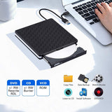 External DVD Drive for Laptop, Portable High-Speed USB-C&USB 3.0 CD Burner/DVD Reader Writer for PC Desktops, Compatible with Windows/Mac OSX/Linux