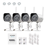 Zmodo Wireless Security Camera System (4 Pack) , Smart Home HD Indoor Outdoor WiFi IP Cameras with Night Vision, 1-month Free Cloud Recording