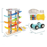 TOP BRIGHT Toddler Toys Race Track for 1 2 Year Old Boy Gifts Wooden Car Ramp Racer with 6 Mini Cars