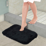 Lifewit Bathroom Rug Bath Mat Non-Slip Rubber Microfiber Soft Water Absorbent Thick Shaggy Floor Mats, Machine Washable, Black，24"x16"
