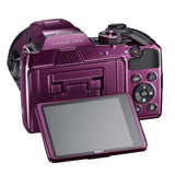 Nikon COOLPIX B500 Digital Camera with Essential Accessory Bundle – Includes: SanDisk Ultra 32GB SDHC Memory Card,Rechargeable Batteries (8-AA)(Plum)
