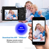 Digital Camera Vlogging Camera 24MP Ultra HD 2.7K WiFi YouTube Camera 3.0 Inch 180 Degree Rotation Flip Screen Camera Retractrable Flashlight (A4)