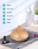 VicTsing Essential Oil Diffuser, 300ml Oil Diffuser with 7 Color Lights and 4 Timer, Aromatherapy Diffuser Cool Mist Humidifier BPA-Free -Wood Grain