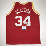 Autographed/Signed Hakeem Olajuwon Houston Red Basketball Jersey Beckett